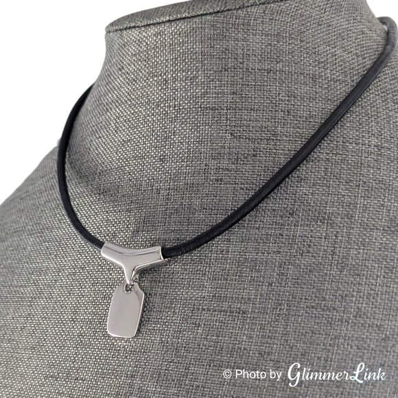 Lia Sophia Anew Necklace Black Cord Silver Tone Slide Pendant, 2007 - Picture 3 of 11